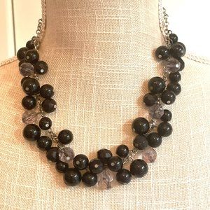 Black Bauble Statement Bead Necklace